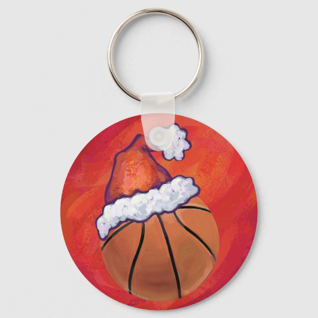 Chaveiro Basquetebol em Chapéu de Papai Noel (Frente)