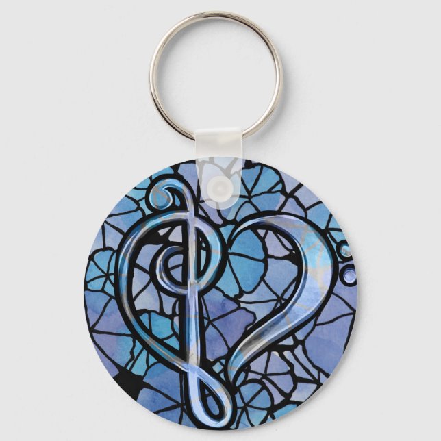 Chaveiro Bass Treble Clef Note Music Heart Love (Frente)