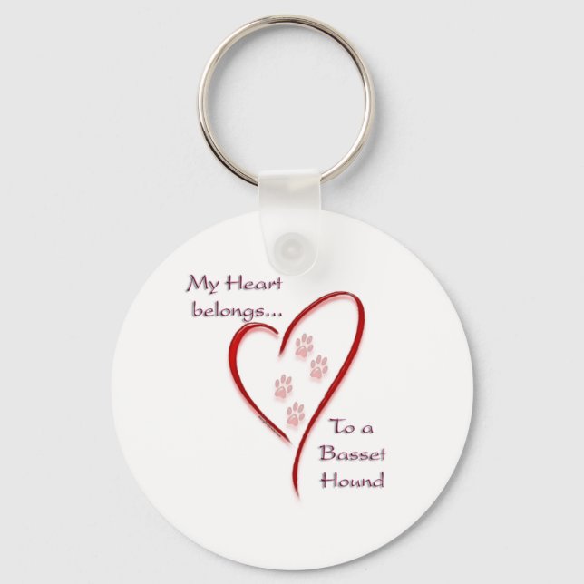 Chaveiro Basset Hound Hearts Pertence (Frente)