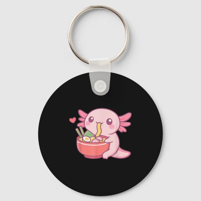 Chaveiro Bastante Axolotl Comendo Ramen Kawaii Comida Lover (Frente)