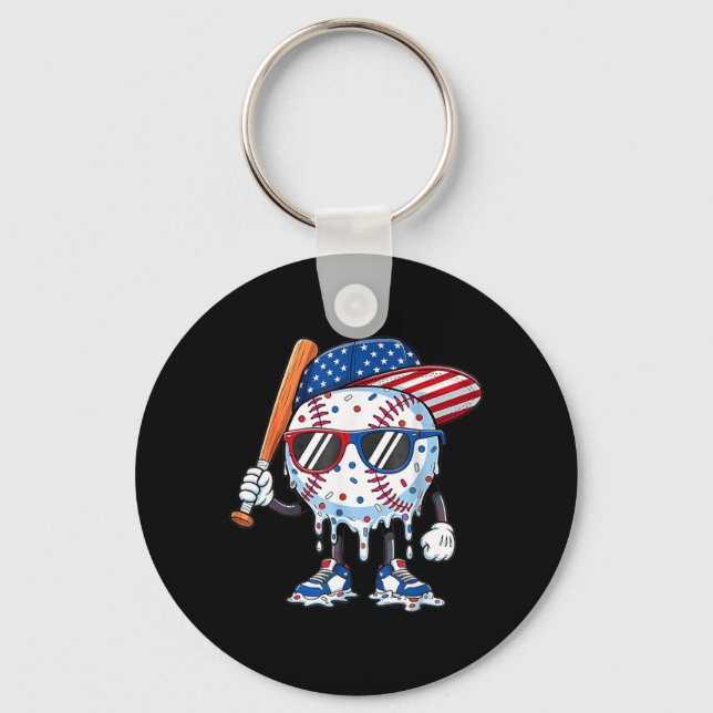 Chaveiro Bastão da Bandeira Americana de Beisebol Drip AAA  (Frente)