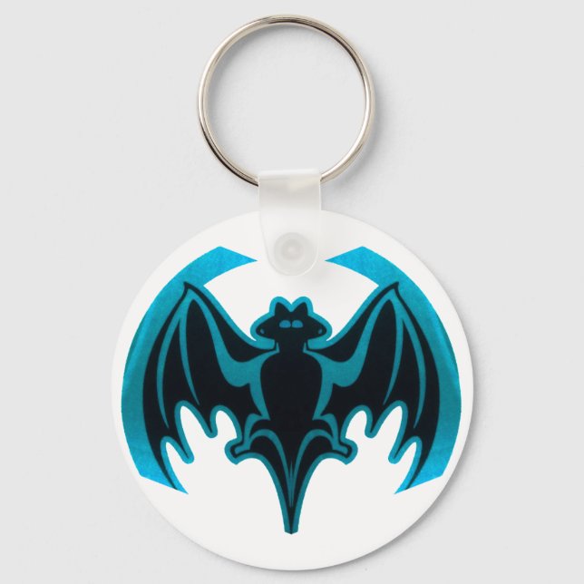 Chaveiro Bat Cyan O MUSEUM Zazzle dá presentes (Frente)