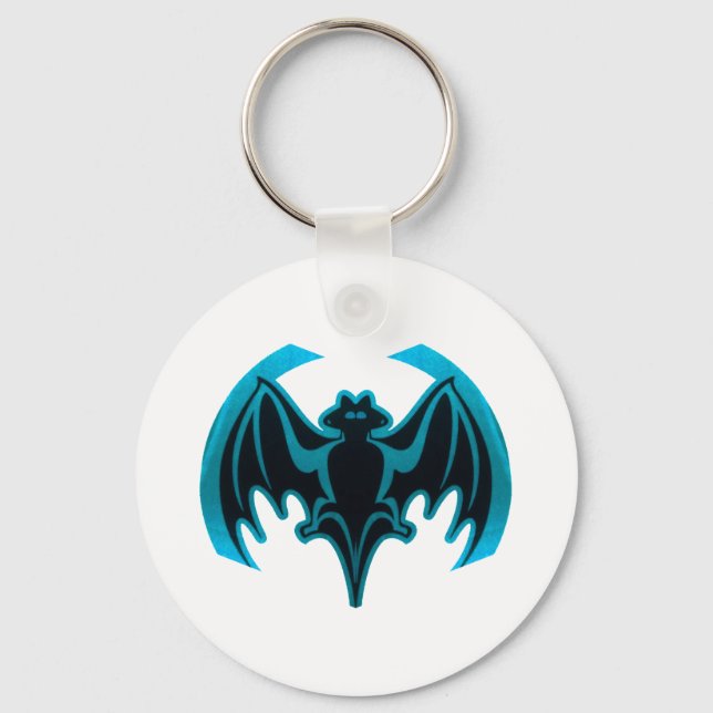 Chaveiro Bat Cyan O MUSEUM Zazzle dá presentes (Frente)