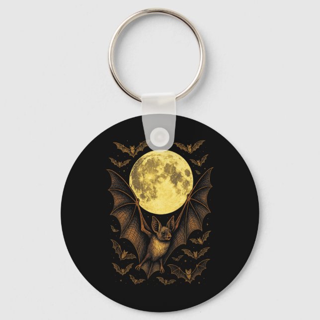 Chaveiro Bat Moon Halloween Gothic Spooky Night (Frente)