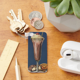 Chaveiro Batido de Sorvete Vintage, Creme Chantilly e Cerej