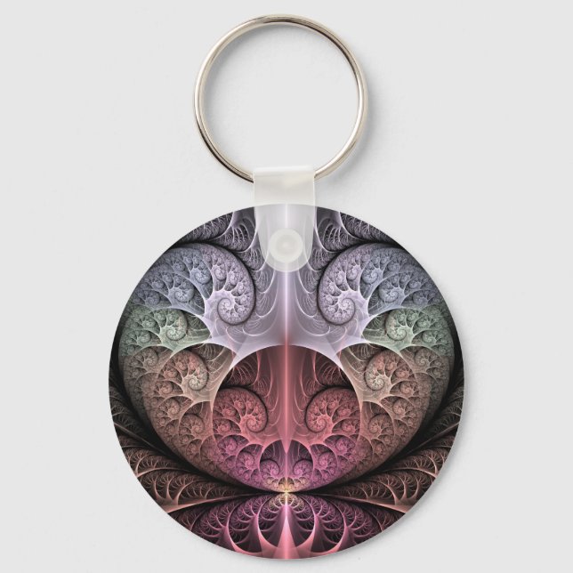 Chaveiro Batimento cardíaco, Arte fractal abstrata surreal  (Frente)