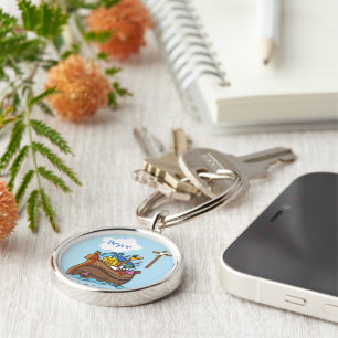 Chaveiro Batismo de Bebê de Arca de Noah Personalizável, Az