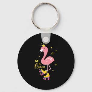 Chaveiro Be A Queen Pink Flamingo Skate Roller Women Girls