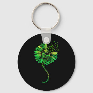 Chaveiro Be Kind Green Ribbon Sunflower Mental Health Aware
