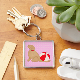 Chaveiro Beach Days Dog Candy Cotton Pink Key Chain Silver