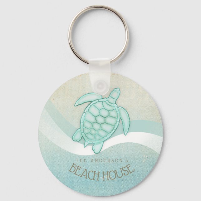 Chaveiro Beach House NMaritime Turtle Aqua Blue ID623 (Frente)