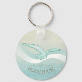 Chaveiro Beach House Seagull Aqua Blue ID623