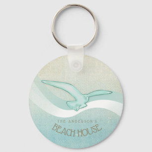 Chaveiro Beach House Seagull Aqua Blue ID623