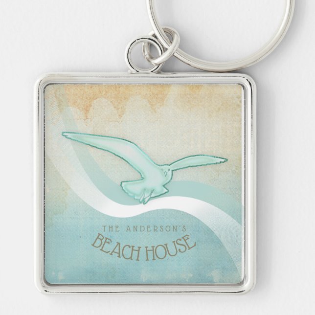 Chaveiro Beach House Seagull Aqua Blue ID623 (Frente)