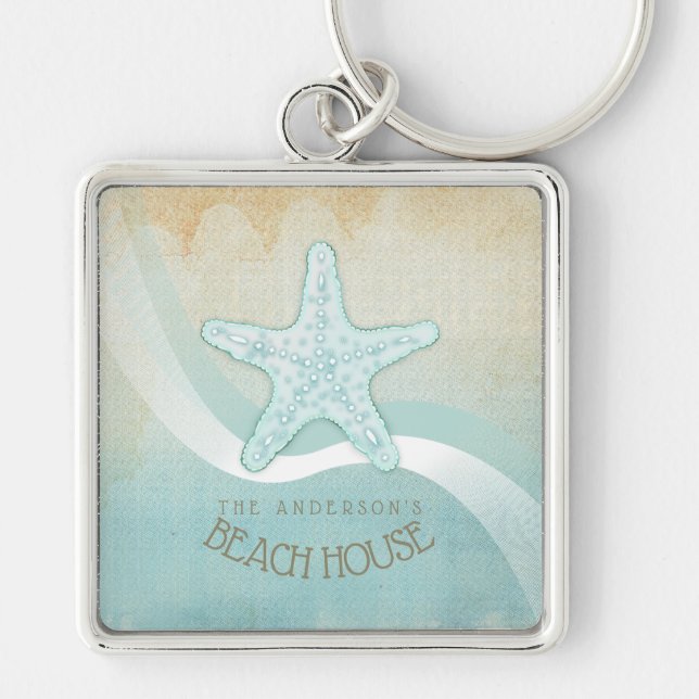 Chaveiro Beach House - Starfish Aqua Blue ID623 (Frente)