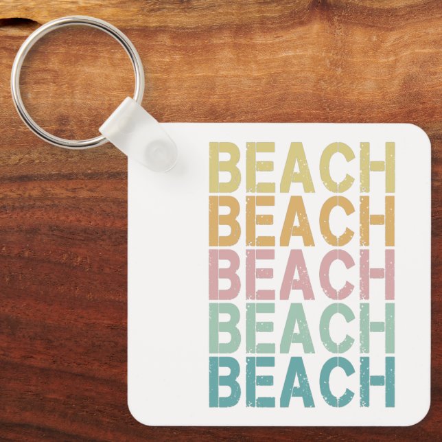 Chaveiro Beach Retro Lettering Vintage Holiday Summer (Frente)