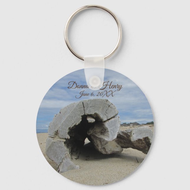 Chaveiro Beach Weding Favor Bonito Driftwood Photo Ocean (Frente)