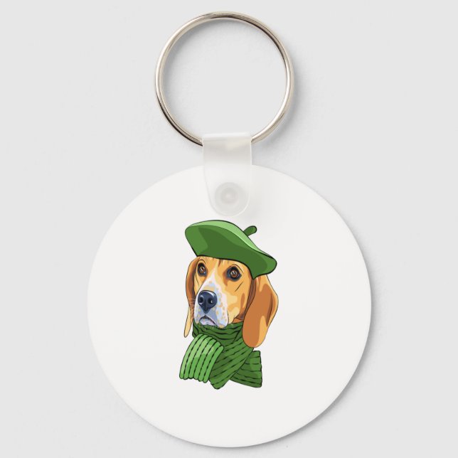 Chaveiro Beagle Cachorro em berço verde francês (Frente)