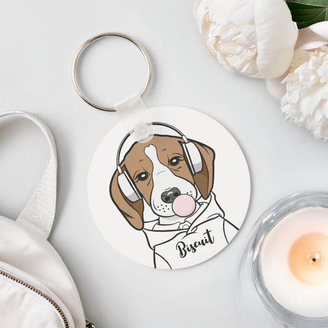 Chaveiro Beagle Refrigerante com Bubblegum Cute Engraçado C (Criador carregado)
