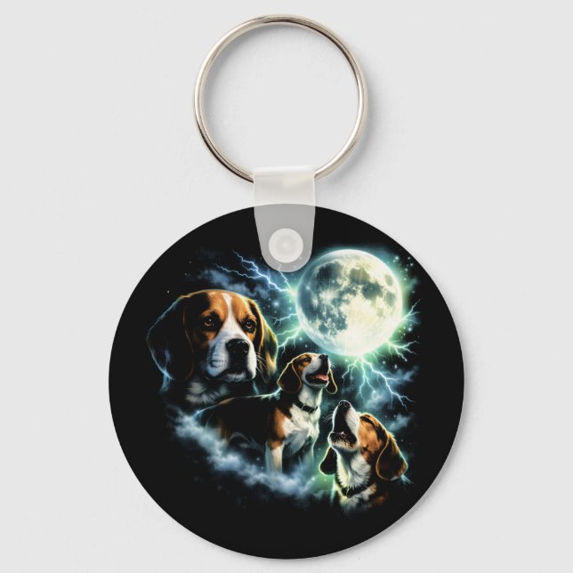 Chaveiro Beagle Uivando à Lua – Cachorro de Caça Noturno (Frente)