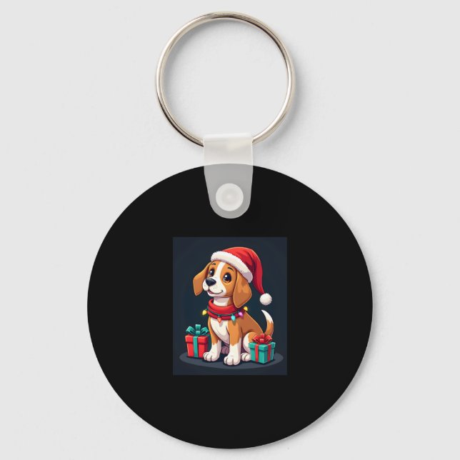 Chaveiro Beagle Xmas Lighting Papais noeis Beagle Dog Natal (Frente)