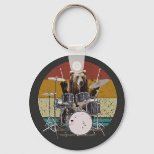 Chaveiro Bear Drummer Reproduzindo Tambores Botão Básico Ch