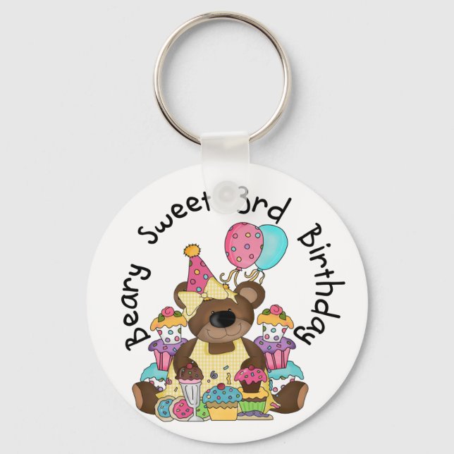 Chaveiro Beary Sweet aniversário de 3 anos Camisetas e pres (Frente)