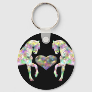 Chaveiro Beautiful Rainbow Horses And Heart