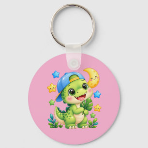 Chaveiro Bebê Dinossauro Fofo Pulseira Rosa Brilhante