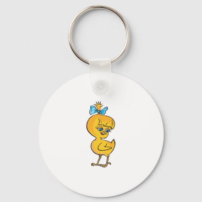 Chaveiro bebê frango fofo com laço (Frente)