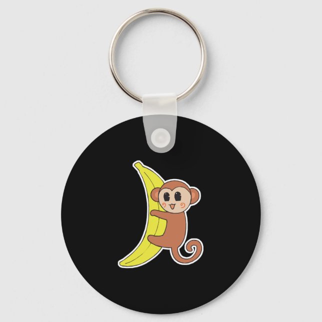 Chaveiro bebe macaco fofo em banana (Frente)