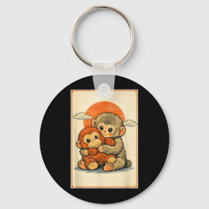 Chaveiro Bebê Macaco Kawaii Fofo Macaco Japonês Ukiyo-e