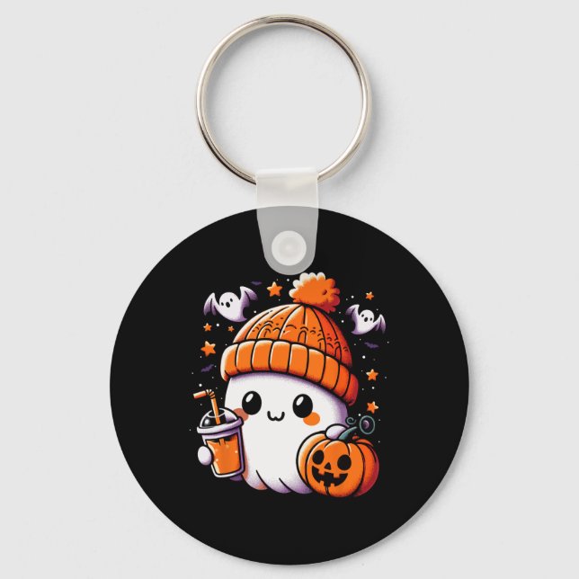 Chaveiro Bebendo Fantasma Bonito Café Halloween Cafés Mulhe (Frente)