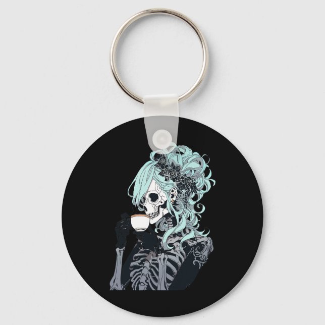 Chaveiro Bebendo Skeleton Mensageiro Bun Halloween Menina (Frente)