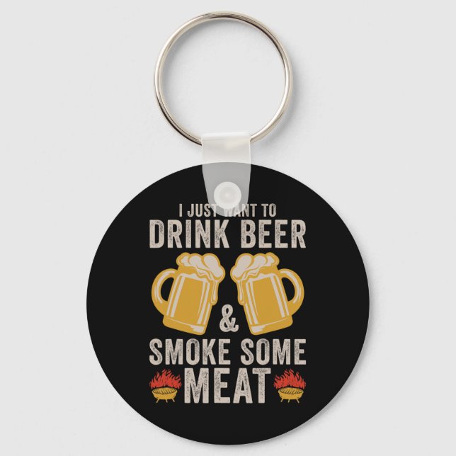 Chaveiro Beber Cerveja E Fumar Alguns Grelhos De Churrasco  (Frente)