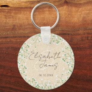 Chaveiro Bebês Breath Watercolor Floral Rustic Boho Wedding
