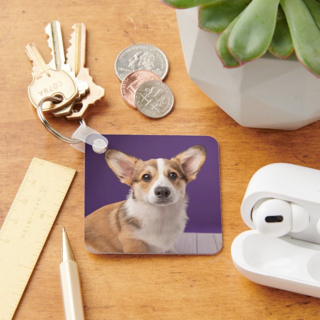 Chaveiro Bebês Mais Pobres | Corgi Puppy em roxo (Mesa)