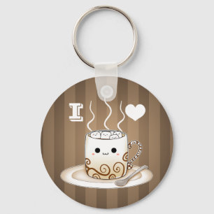 Chaveiro Bebida morna do cacau do kawaii bonito