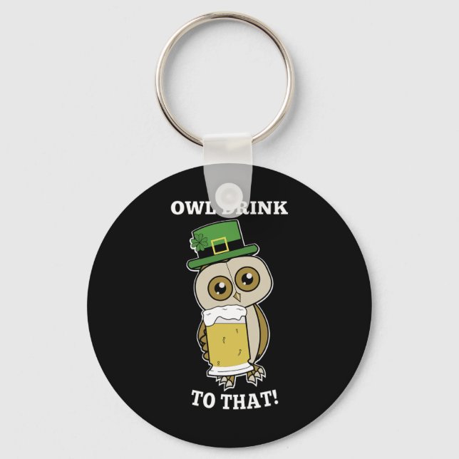 Chaveiro Bebida St Patricks Day Owl Para Aquilo Engraçado  (Frente)
