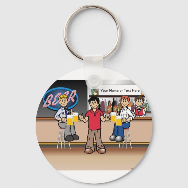 Chaveiro Beer Drinker personalizado - Cartoon masculino (Frente)