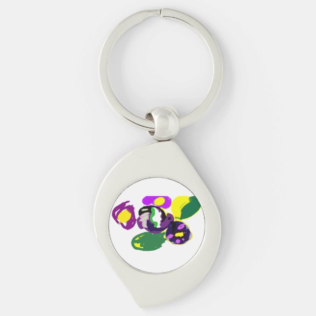 Chaveiro Beija-flor roxo e flores  (Frente)