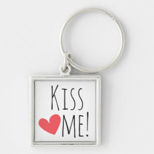 Chaveiro Beije Me Citação de Amor Coração Vermelho Casament