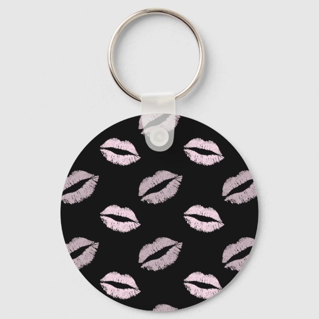 Chaveiro Beijos Rosa Prateado (Frente)