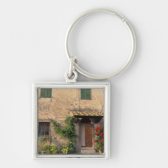 Chaveiro Bela casa antiga com flores em San Gimignano (Frente)