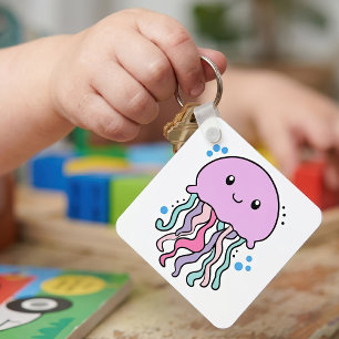 Chaveiro Bela e sorridente Kawaii Bebê Água-Viva com Bolhas