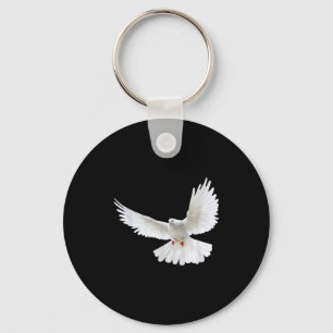 Chaveiro Bela Foto Silhueta de Pombo Branco Pacífico Voando