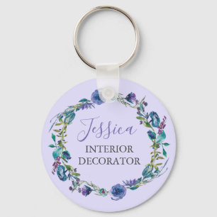 Chaveiro Bela Ocupação Personalizada, Purple Floral Wreat