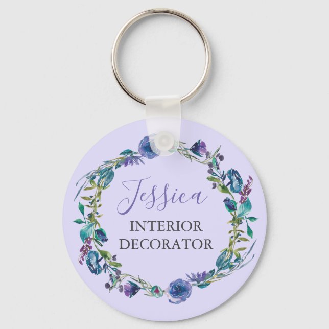 Chaveiro Bela Ocupação Personalizada Purple Floral Wreath (Frente)