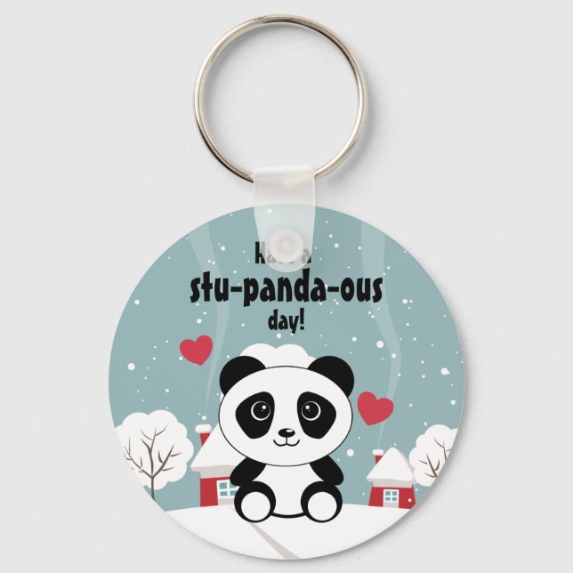 Chaveiro Bela Panda De Bebê Em Cinza De Inverno (Frente)