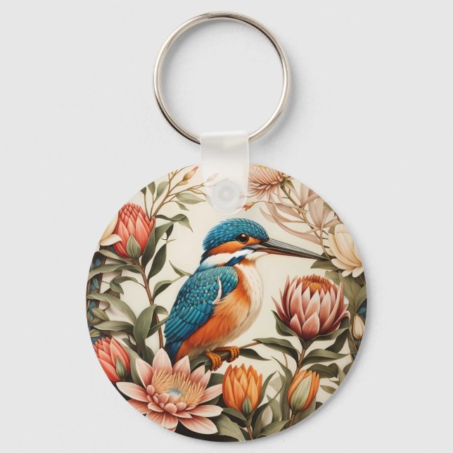 Chaveiro Belas Flores de Martim-Pescador e Protea (Frente)